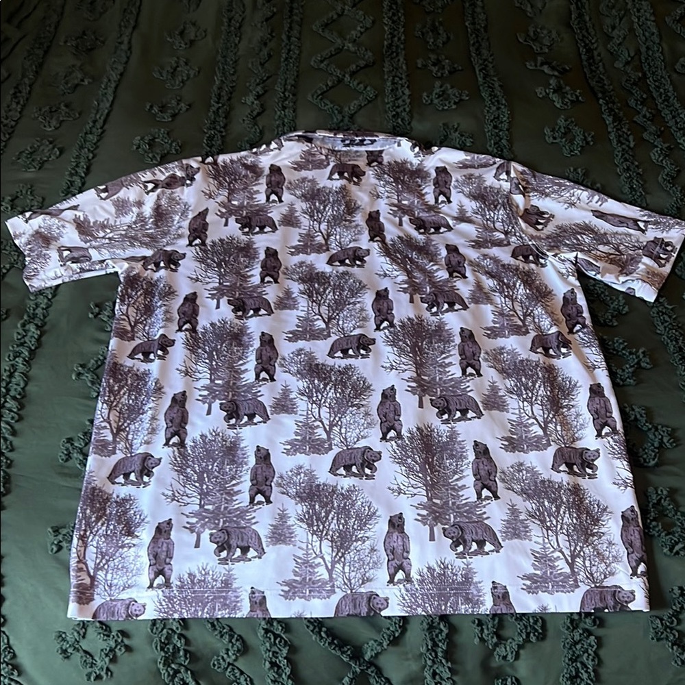 Waggle Golf Brown and White Bear Print Polo Shirt - Picture 5 of 5